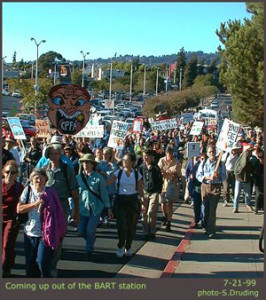 In 1999, thousands of KPFA listeners mobilized to save the station. Virginia Browning raised these issues when many were still unaware. Photo by S. Druding.