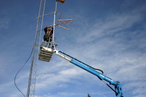 Tom Voorhees works on KDPI tower